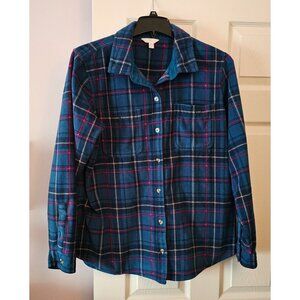 Time And Tru Women's Plaid Fleece Flannel Shacket Sz XL Warm Cozy Outdoors